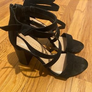 LC Lauren Conrad Strappy Black Heels